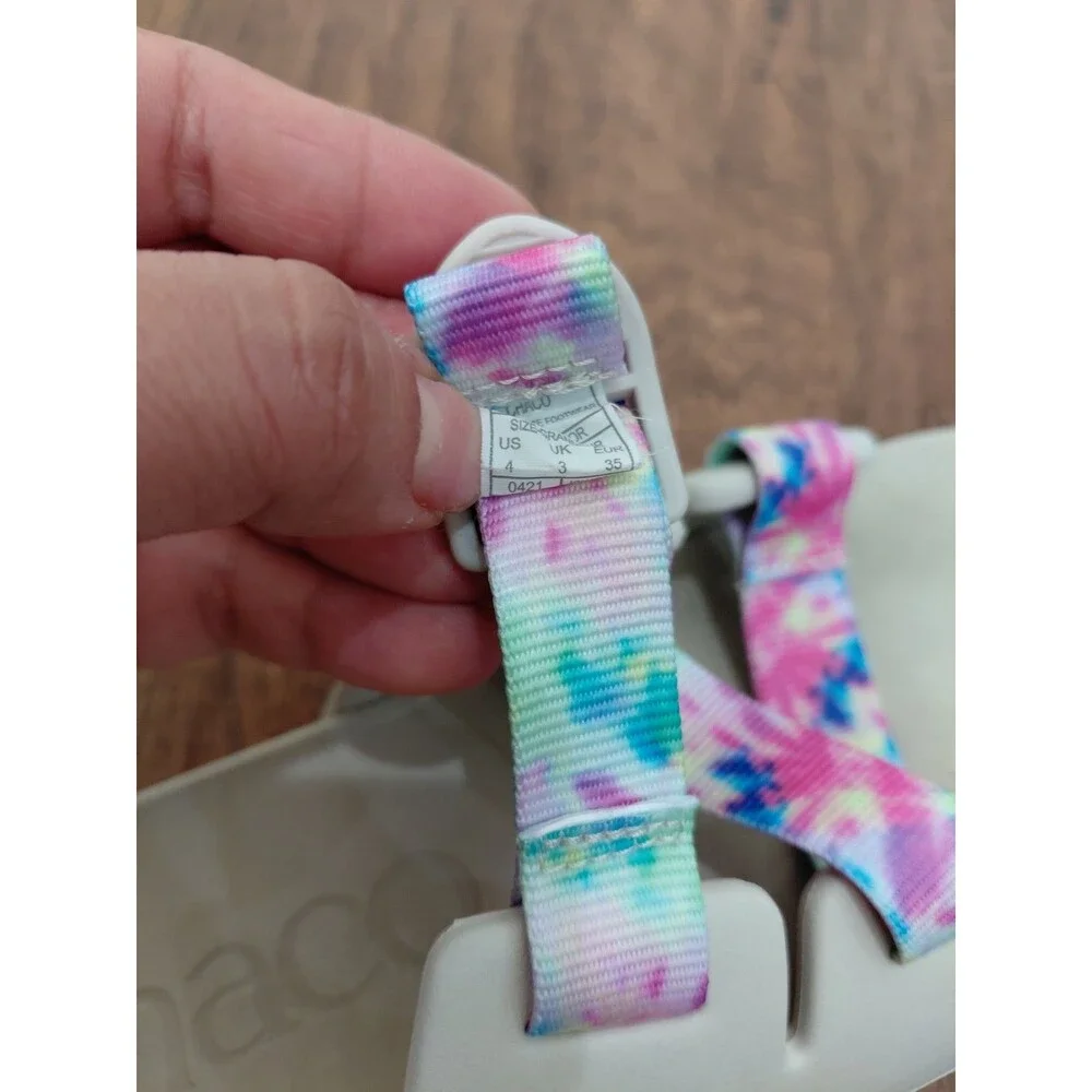 Chaco Chillos Sandals Slides Pink Blue Green Yellow Tye Dye Girls Youth Size 4